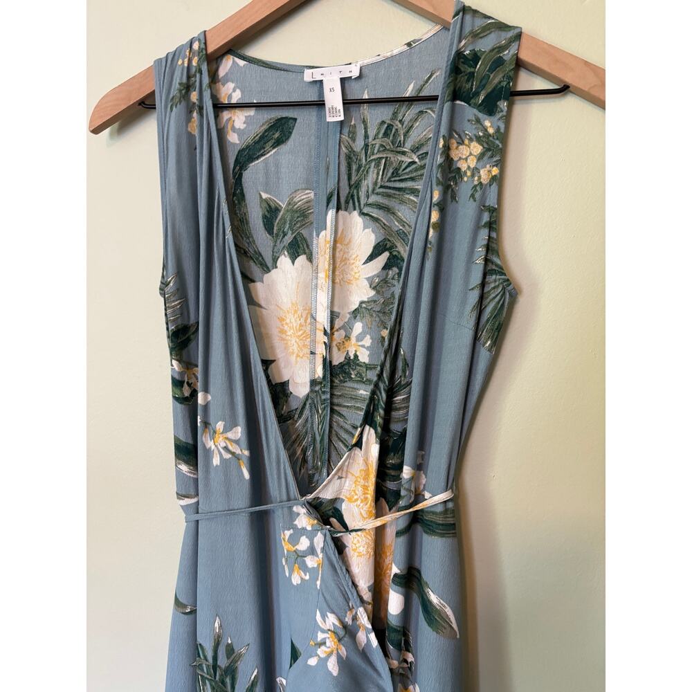Leith Tropical Floral Wrap Dress XS Sleeveless Summer Feminine Cottage - Picture 3 of 8